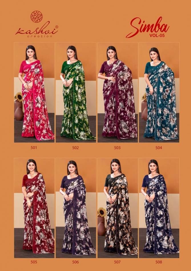 Simba Vol 05 By Kashvi Printed Georgette Sarees Wholesale Shop In Surat